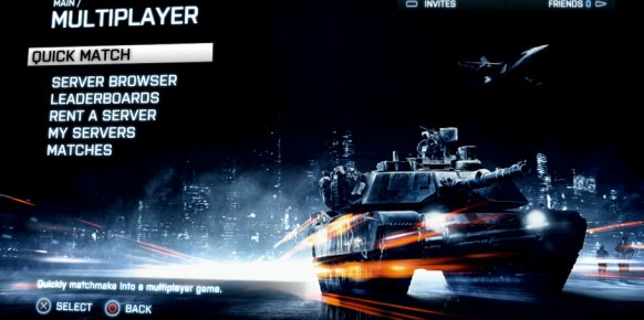 Menú multijugador de Battlefield 3